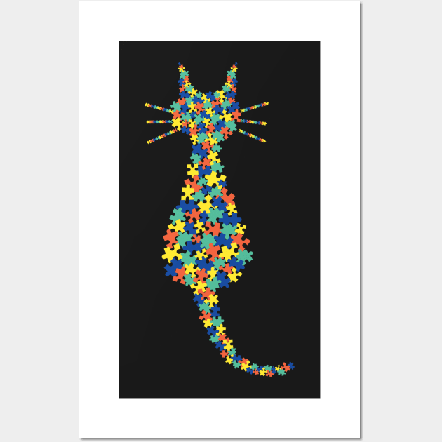 Autism Awareness For Cat Lovers Wall Art by The Heidaway Art Designs